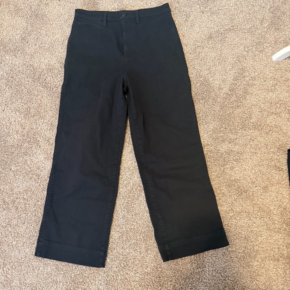 Quince organic stretch cotton twill wide leg high rise crop pants woman size 29 - Picture 13 of 15